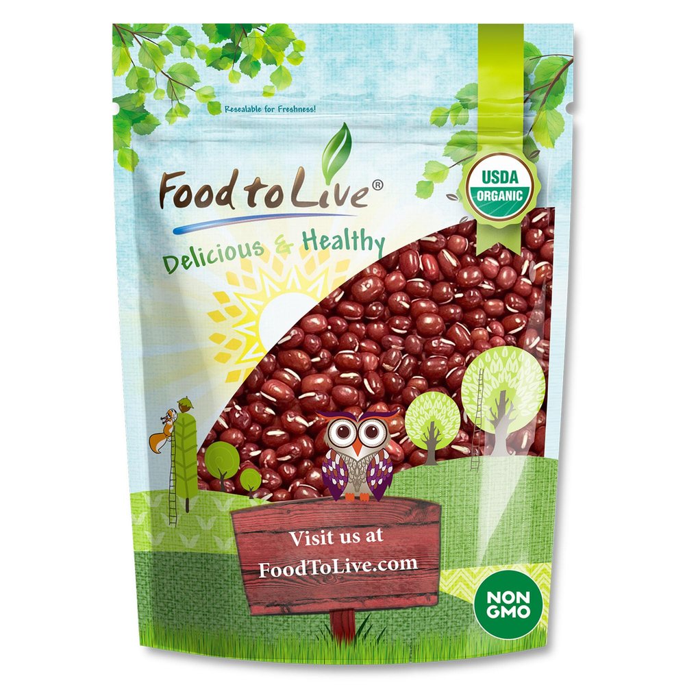 Food to Live Organic Adzuki Beans, 2 Pounds  Non-GMO, Sproutable, Whole Raw Dried Azuki Beans (Red Mung Beans), Vegan, Kosher, Bulk Organic Beans.