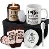 Vabean 5 Pieces Coffee Lover Gifts Set - Includes Mug and Spoon Rest Holder, Candle and Socks, Coffee Basket Valentine's Day Gift Idea for Men Women Birthday view 1