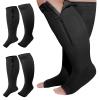 Hillban 2 Pair Plus Size Calf Zipper Compression Socks 15 to 20 Mmhg Open Toe Compression Stockings for Overweight Women Men(2 XL,Nude) view 1