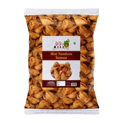 90's MILL Indore Special Mini Samosa/Indian Food/Ready To Eat Namkeen Snack | Small Samosa Box | Masala Liliput Samosa Namkeen - Tea Snacks - Indian Snacks||Fry in Earthnuts oil-1Kg*1Pack