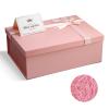 Eerbaier Pink Gift Box with Lid for Present, 11.3x8.2x4.1 Large Pink Gift Wrap Box, Shredded Paper Fill and Greeting Card, Ideal Present Box for Gift Giving view 1