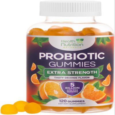 Probiotic Gummies 5 Billion CFU - Advanced Multi-Strain Probiotic Formula, Immune, Digestive, & Gut Health Support Gummy for Women, Men, Kids, Daily Probiotics Supplement, Non-GMO, Vegan, 120 Gummies
