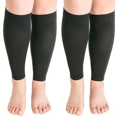 Blaward 2 Pairs Calf Compression Sleeves for Men and Women, Leg Sleeve Plus Size Footless Compression Sock for Running Athlete Cycling Shin Support Relieve Calf Pain