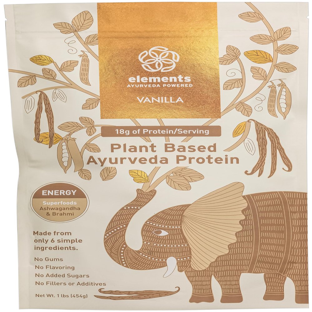 Elements Plant Based Vegan Vanilla Protein Powder - Meal Replacement Shake Made from Pure Organic Yellow Peas & Vanilla Bean Powder - Keto, Dairy Free, Soy Free, Paleo, and Non-GMO - 1lb - 14 Servings