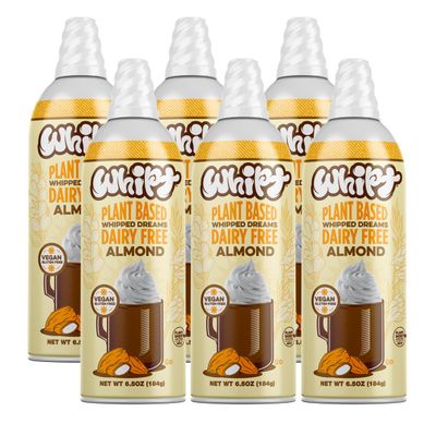 Whipt Plant Based, Dairy Free Almond Whipped Topping, 6.5 Ounce (Pack of 6), Gluten Free, Lactose Free Dessert Topping