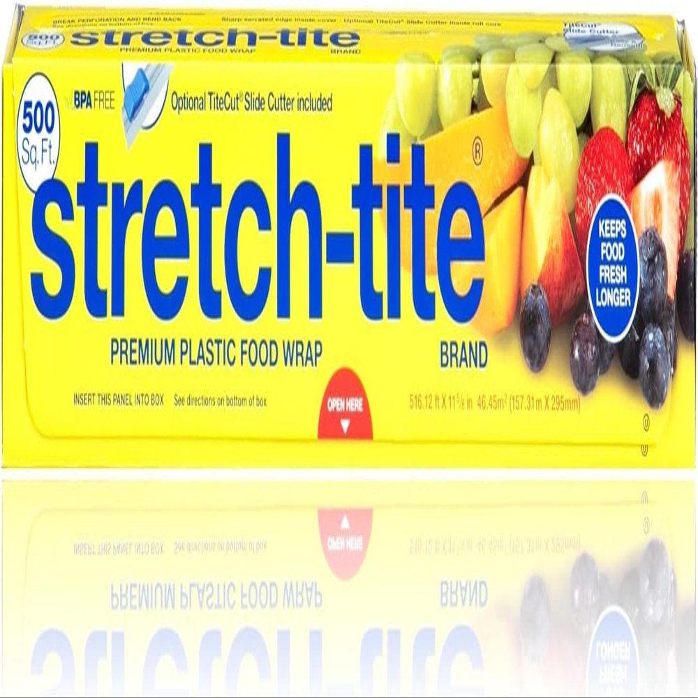 Stretch-Tite Premium Plastic Food Wrap, 500 Sq. Ft., 516.12-Ft. x 11.5/8-Inch (500 Sq Ft (Pack of 4))