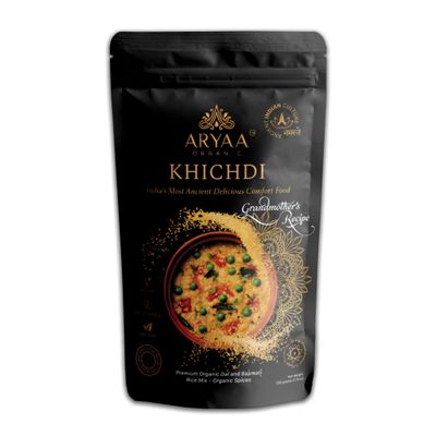 Aryaa Organic Khichdi 220g | Indian Risotto One-Pot Meal with Basmati Rice, Mung Dal & Ayurvedic Spices | High Protein, High Fiber, Vegan, Gluten-Free, Non-GMO, Easy to Digest, Ideal for Detox & Clean Eating