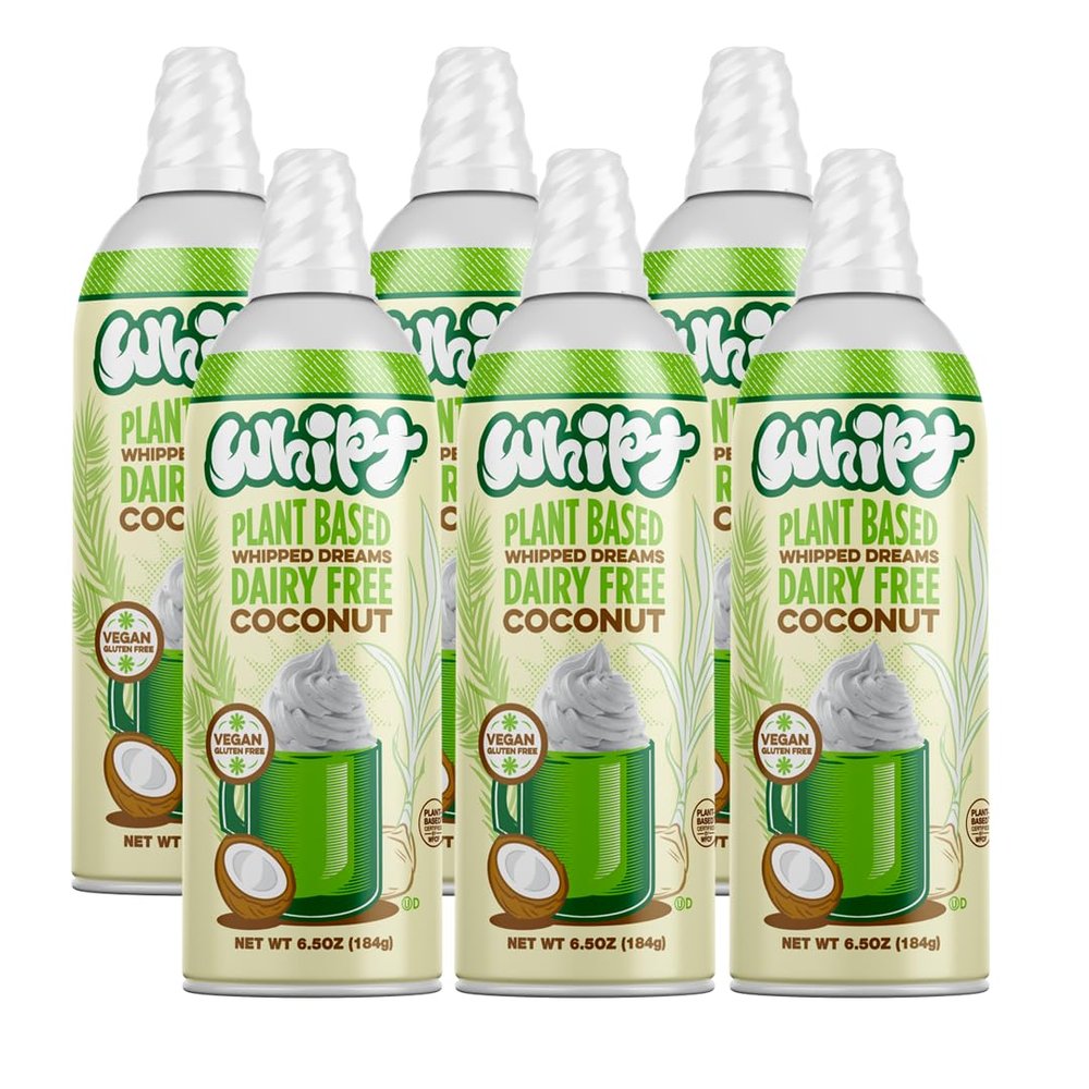 Whipt Plant Based, Dairy Free Coconut Whipped Topping, 6.5 Ounce (Pack of 6), Gluten Free, Lactose Free Dessert Topping