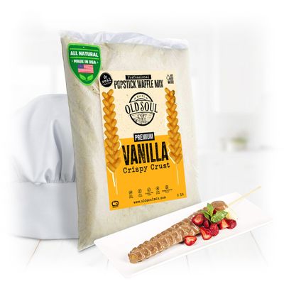 OldSoul Professional Popstick Waffle Mix | Stick Waffles Dough Mix | Vanilla Flavor | 112 Waffles | 5 Lbs (5 Lbs, Traditional)
