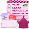 Pixie Cup - Soft, Safe, Reusable Menstrual Cup - Ranked 1 for The Best Tampon Alternative - 100% Medical-Grade Silicone Period Cup for Feminine Care - Buy One We Give One (Plum, Large) view 1