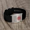 AOAMID Medical Alert Bracelets for Men Women Adjustable Free Engraving Sport Silicone Medical ID Bracelets 8.5 Inches (L-Black-type 2 diabete) view 2