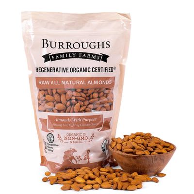 Burroughs Family Farms 3 lb USDA Organic Raw Almonds First Regenerative Organic Certified Farm Gluten-Free, Non-GMO, Vegan, Paleo & Keto-Friendly Almond Nuts High in Protein & Nutrients Versus Other Nuts, Great for Almond Milk