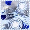 175 Pcs Blue White Floral Disposable Tableware Set Serves 25 Guests Chinoiserie Flower Paper Plates Napkins Cups Knifes Forks Spoons for Wedding Birthday Tea Bridal Baby Shower Party Supplies view 4