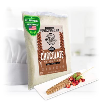 OldSoul Professional Popstick Waffle Mix | GLUTEN FREE & VEGAN | Stick Waffles Dough Mix | Chocolate Flavor | 5 lbs | 112 Waffles (5 Lbs, Gluten Free & Vegan)