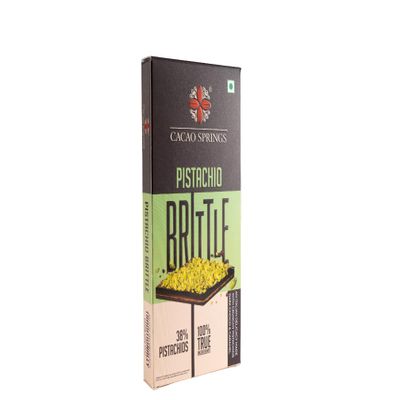 Cacao Springs Pistachio Brittle with milky chocolate and crunchy pistachio idle for chocolates gift pack with 54 grms (3 Pcs)