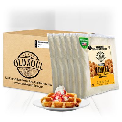 OldSoul Professional Belgian Waffle Mix | GLUTEN FREE | 30 Lbs | Crispy | Vanilla Flavor | 168 Waffles (30 Lbs, Gluten Free)