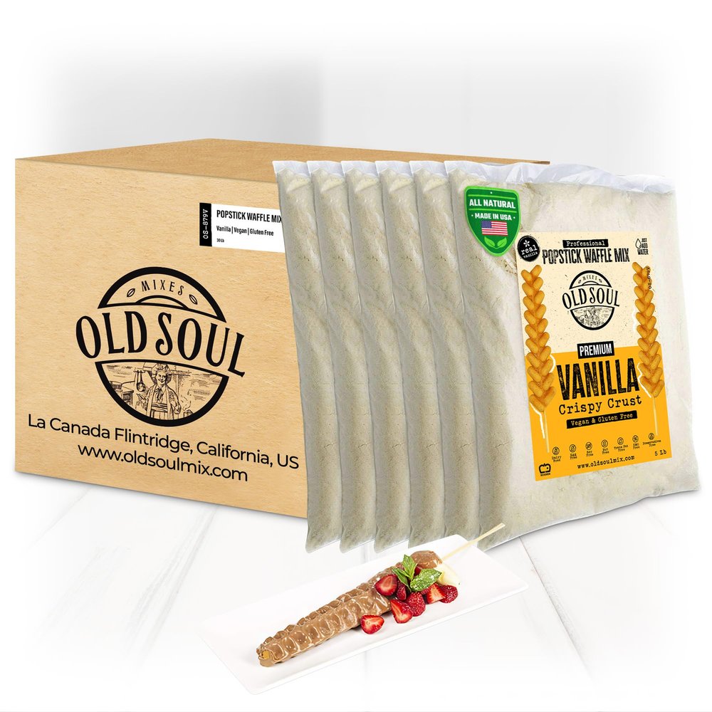 OldSoul Professional Popstick Waffle Mix | Stick Waffles Dough Mix | 30 Lbs | Vanilla Flavor | 672 Waffles (30 Lbs, Gluten Free & Vegan)