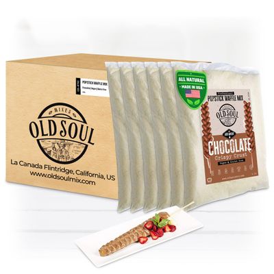 OldSoul Professional Popstick Waffle Mix | GLUTEN FREE & VEGAN | Stick Waffles Dough Mix | Chocolate Flavor | 30 Lbs | 672 Waffles (30 Lbs, Gluten Free & Vegan)