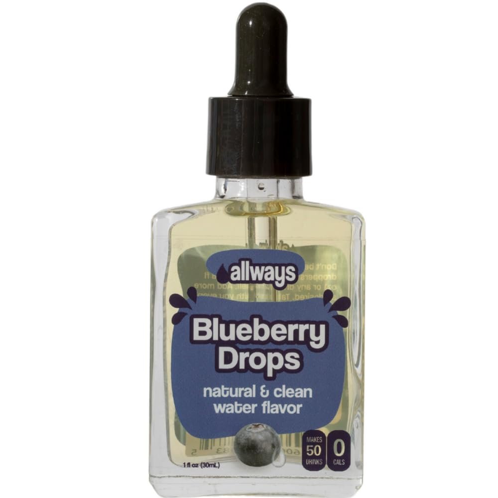 Allways Drops Natural Blueberry Water Enhancer | Sugar-Free, Zero Calories, Monk Fruit Sweetened | Glass Bottle for On-the-Go Hydration | Kids & Adults | 50 Servings