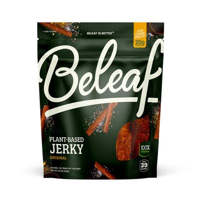 Beleaf Original Plant-Based Jerky: High-Protein Snack Healthy and Flavorful Vegan Jerky for On-The-Go Energy Tasty Meatless, Vegetarian Meat Alternative (1 Pack)