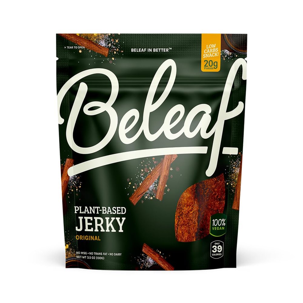 Beleaf Original Plant-Based Jerky: High-Protein Snack  Healthy and Flavorful Vegan Jerky for On-The-Go Energy  Tasty Meatless, Vegetarian Meat Alternative (1 Pack)