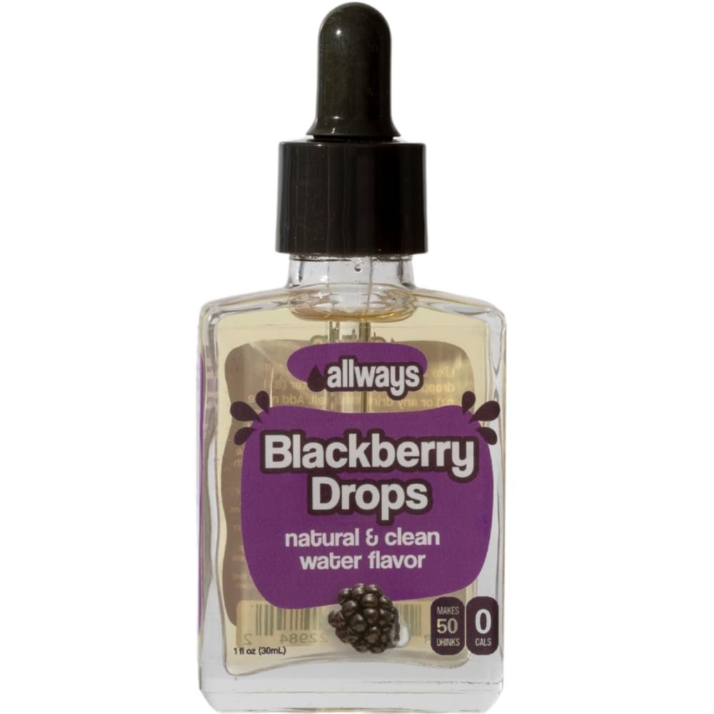 Allways Drops Natural Blackberry Water Enhancer | Sugar-Free, Zero Calories, Monk Fruit Sweetened | Glass Bottle for On-the-Go Hydration | Kids & Adults | 50 Servings