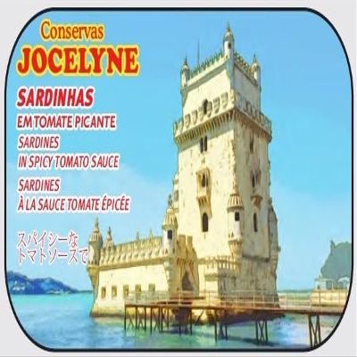 Conservas JOCELYNE - Gourmet Canned Sardines in Spicy Tomato sauce (LISBON Landmarks) - 4.23oz / 120gr (Pack of 5 cans)