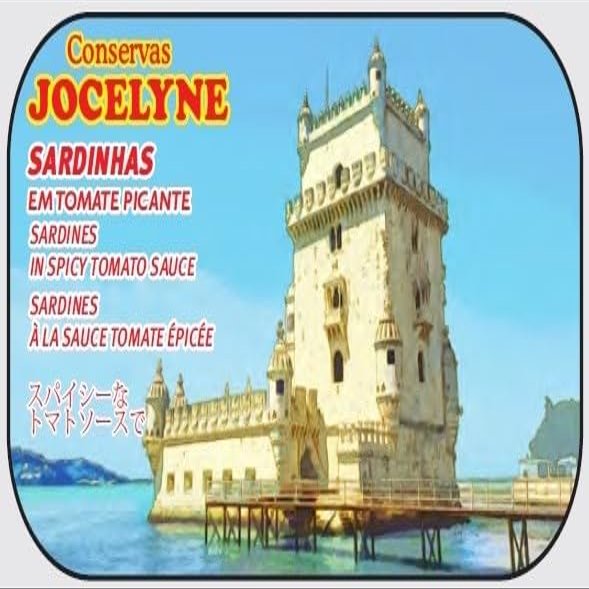 Conservas JOCELYNE - Gourmet Canned Sardines in Spicy Tomato sauce (LISBON Landmarks) - 4.23oz / 120gr (Pack of 5 cans)