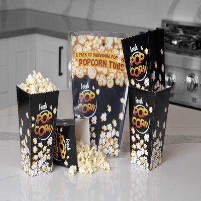 Black Disposable Popcorn Movie Tubs - Wabash Valley Farms Black Tubs for Parties, Large Events, Birthday Parties, Home Movie Night Popcorn Containers (128 count)