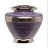 Adult Brass Urn for Human Ashes - Lavender Purple Etched Silver Band - Phoenix Memorials Legacy 1000 Cremation Urns - Polished Hand Painted - Memorial, Funeral, Burial, Cemetery, Decor view 1