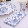 Efavormart 20 Pack White Blue Chinoiserie Floral Print Paper Napkins, Soft 2-Ply Highly Absorbent Disposable Dinner Napkins view 4