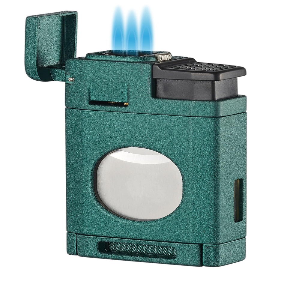 Visol LighCut Butane Torch Triple Flame Refillable Gas Lighter, Built-in Cutter, Windproof Adjustable Flame