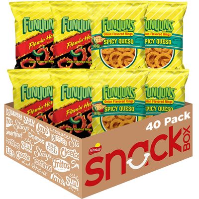 Funyuns Onion Flavored Rings, Spicy Queso and Flamin' Hot Variety Pack, 0.75 Ounce (Pack of 40)