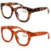 V.W.E. 2 Pairs Women Reading Glasses Blue Light Blocking, UV Ray Glare Computer Readers Bold Round (1 Tortoise 1 Orange, 2.75) view 1