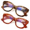 V.W.E. 2 Pairs Women Reading Glasses Blue Light Blocking, UV Ray Glare Computer Readers Bold Round (1 Tortoise 1 Orange, 2.75) view 2