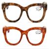 V.W.E. 2 Pairs Women Reading Glasses Blue Light Blocking, UV Ray Glare Computer Readers Bold Round (1 Tortoise 1 Orange, 2.75) view 4