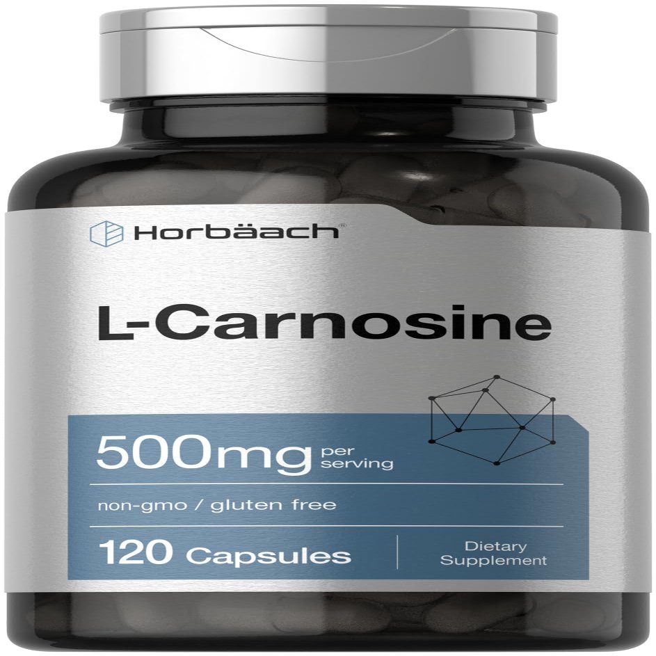 Horbach L-Carnosine 500mg | 120 Capsule Supplement | Non-GMO & Gluten Free Powder Pills