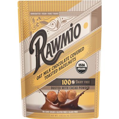 Rawmio Oat Milk Chocolate Covered Toasted Hazelnuts - Organic, Raw, Vegan, Gluten-Free - 1 Packs, 2 oz.