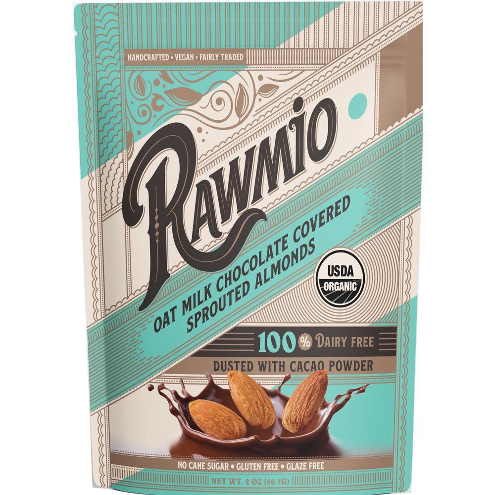 Rawmio Oat Milk Chocolate Covered Sprouted Almonds - Organic, Raw, Vegan, Gluten-Free - 1 Packs, 2 oz.