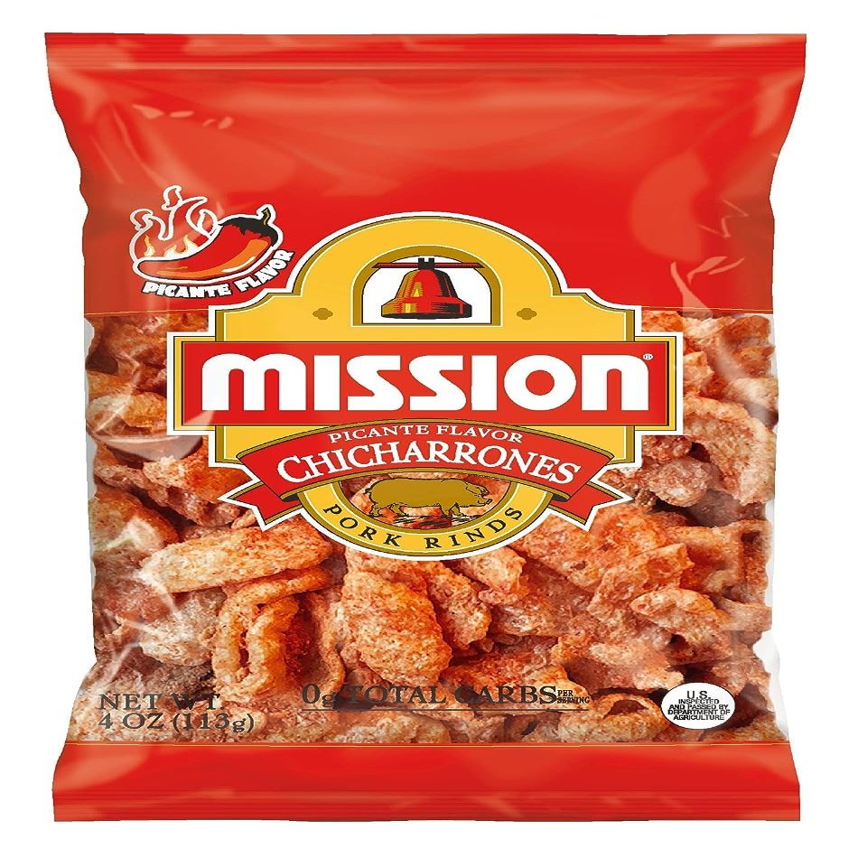 Mission Chicharrones Spicy Pork Rinds Picante Flavor 4 oz. (Pack of 6)