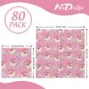 80 Pack Pink Christmas Napkins Santa Xmas Tree Disposable Napkins Merry Christmas Paper Luncheon Napkins for Xmas Winter Holiday Birthday Party Supplies, 6.5 x 6.5 Inch view 2