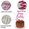 10Pcs Happy Birthday Cupcake Toppers rose red Glitter with Happy Birthday Letter Cake Topper Decoration for Birthday rose red Theme Party (Rose Red) view 4