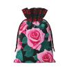 MDATT Pink Roses Picture Drawstring Gift Bags,5 X 7 Inch Goodie Bags For Wedding Party,Christmas Birthday Halloween Decor view 2
