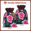 MDATT Pink Roses Picture Drawstring Gift Bags,5 X 7 Inch Goodie Bags For Wedding Party,Christmas Birthday Halloween Decor view 3
