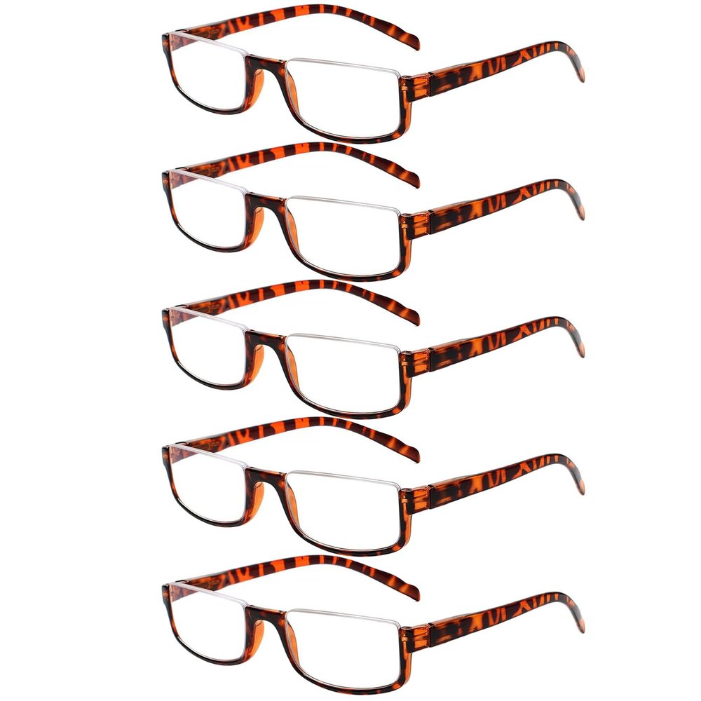 Kerecsen Half Frame Reading Glasses for Men & Women, Lightweight Comfort-Fit Design with Spring Hinges (5Tortoise, 4.00)