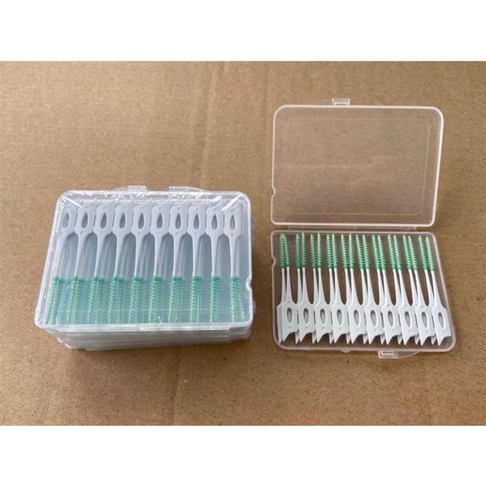 200 Packs of Oral Cleaning and Care Massage, Pointed Interdental Brush, Soft Bristle, Soft Silicone, Rotary Interdental Brush, Soft Rubber Toothpick Toothpicks, Floss, Dental Cleaning Tools
