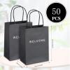 driew 50 Pcs Welcome Bags for Wedding Guests Bulk, 5.91"x3.15"x8.07" Small Size Paper Gift Bags for Hotel, Party, Birthday, Goodies and Retail (Black 2) view 3