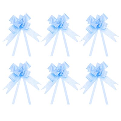 PATIKIL Gift Pull Bows, 100 Pcs Baskets Present Wrapping Bows Rose Pattern Christmas Bow Gift Bows Bulk for Birthday Party, Light Blue