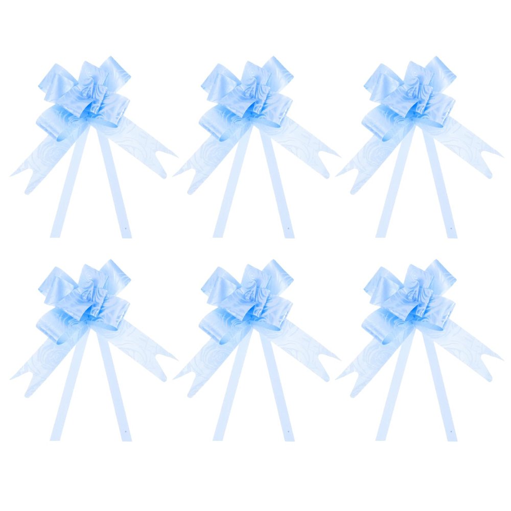 PATIKIL Gift Pull Bows, 100 Pcs Baskets Present Wrapping Bows Rose Pattern Christmas Bow Gift Bows Bulk for Birthday Party, Light Blue