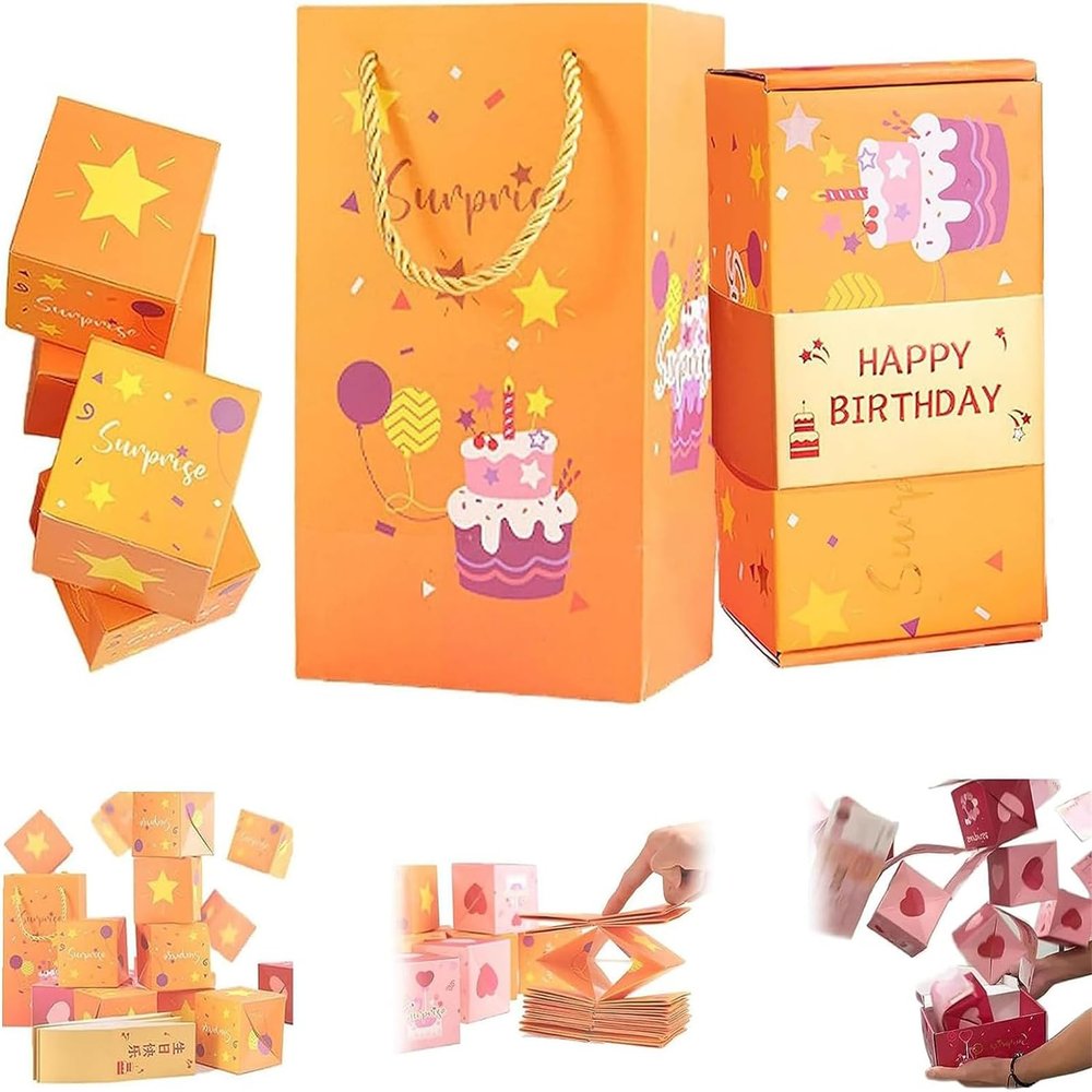 Surprise Box Gift Box, Creating the Most Surprising Gift, Creativity Folding Bouncing Red Envelope Gift Box, Folding Bounce Surprise Gift Box For Birthday Christmas (Happy Birthday #2,16 Bounces)